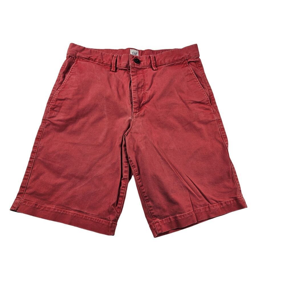 Essential khaki 10" shorts coral red vintage wash size 30 chino summer men #